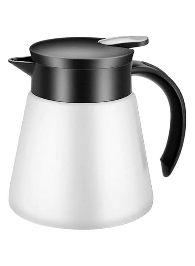 HOOKOR Thermal Coffee Carafe Tea Pot 880ml Stainless Steel Insulation Pot Double Wall Vacuum Insulated Coffee Water & Beverage Dispenser (White) - Image 1