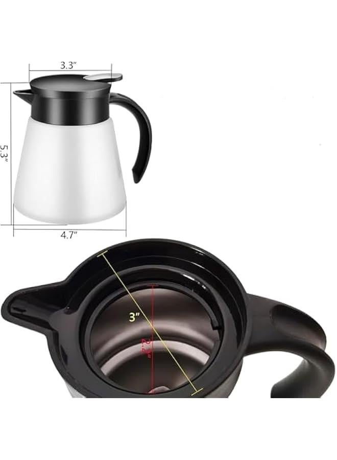 HOOKOR Thermal Coffee Carafe Tea Pot 880ml Stainless Steel Insulation Pot Double Wall Vacuum Insulated Coffee Water & Beverage Dispenser (White) - Image 2