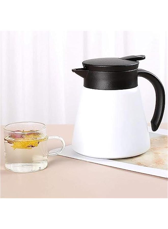 HOOKOR Thermal Coffee Carafe Tea Pot 880ml Stainless Steel Insulation Pot Double Wall Vacuum Insulated Coffee Water & Beverage Dispenser (White) - Image 3