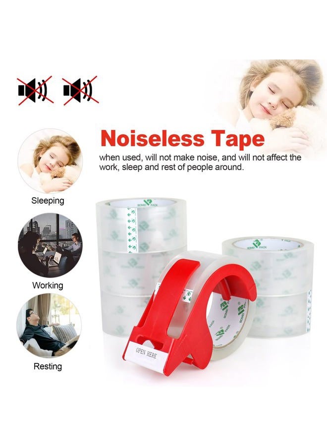 BOMEI PACK No Noise Quiet Clear Packing Tape, Heavy Duty Packaging Tape, Refill Rolls for Sealing Packing and Shipping, 2.4Mil 1.88Inch 55Yards 6rolls, with Free Dispenser - Image 2