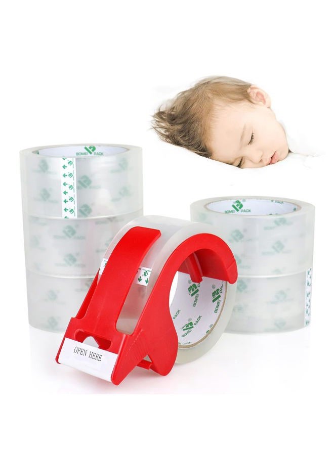 BOMEI PACK No Noise Quiet Clear Packing Tape, Heavy Duty Packaging Tape, Refill Rolls for Sealing Packing and Shipping, 2.4Mil 1.88Inch 55Yards 6rolls, with Free Dispenser - Image 1