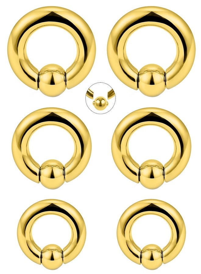 Ocptiy 0G Septum Ring Ear Gauges Tunnel Plug Earrings Stretching kit 0 Gauge Gold Surgical Stainless Steel Stretcher Ear Weight Gauges Captive Bead Earring Hoop Septum Piercing Jewelry Women Men - Image 1