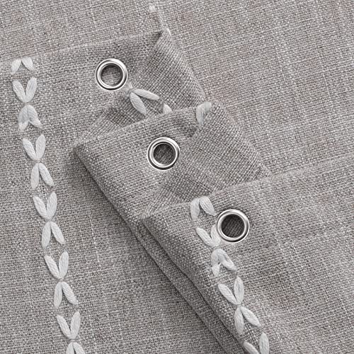 MitoVilla Grey Farmhouse Fabric Shower Curtain Set, Boho Modern Polyester Linen Shower Curtains for Vintage Rustic Bathroom Decor, Country Tassel Thick Cloth Shower Curtain, 72 x 72 - Image 4