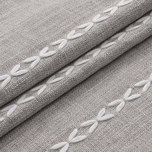 MitoVilla Grey Farmhouse Fabric Shower Curtain Set, Boho Modern Polyester Linen Shower Curtains for Vintage Rustic Bathroom Decor, Country Tassel Thick Cloth Shower Curtain, 72 x 72 - Image 3