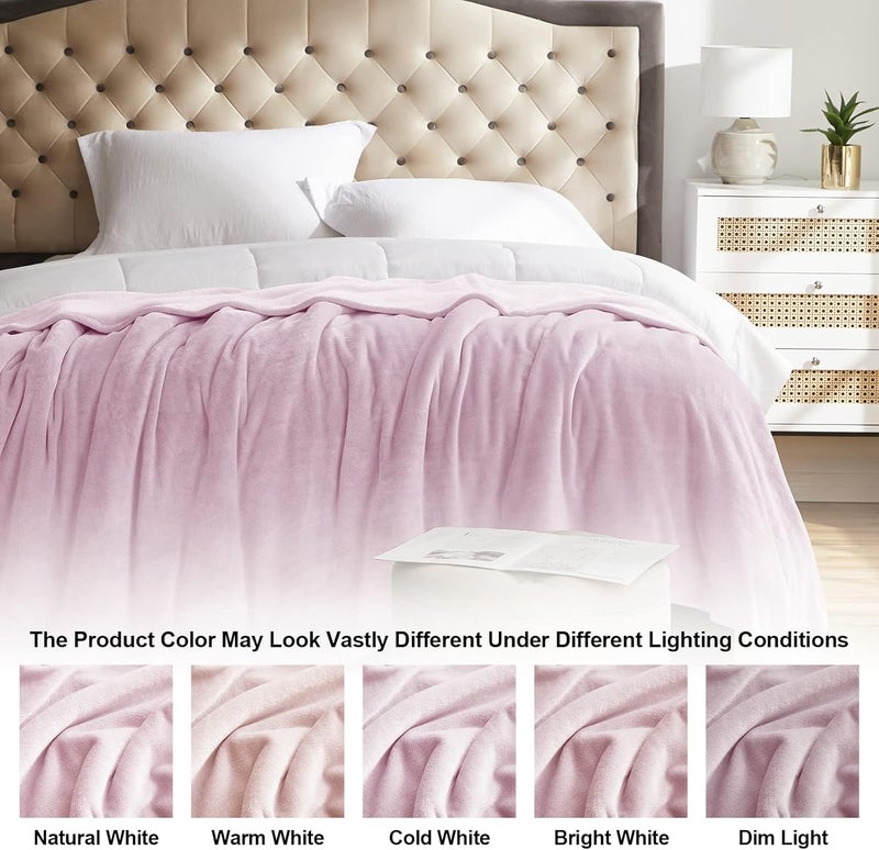 KMUSET Fleece Blanket Twin Size Pink Lightweight Super Soft Cozy Luxury Bed Blanket Microfiber - Image 5