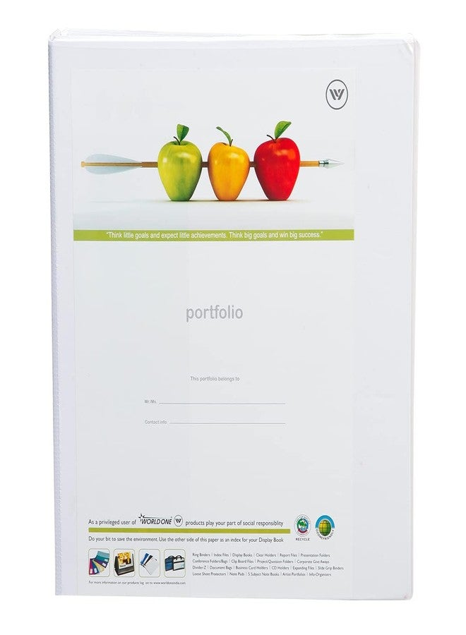 Worldone 2D PVC Ring Binder File with Front Full Pocket 40mm Electroplated Clip 2.6mm Thick Sheet Keep The File Standing, Extra Wide Binder Spine Label, Milkey White, Size A4, Pack of 2 - Image 4