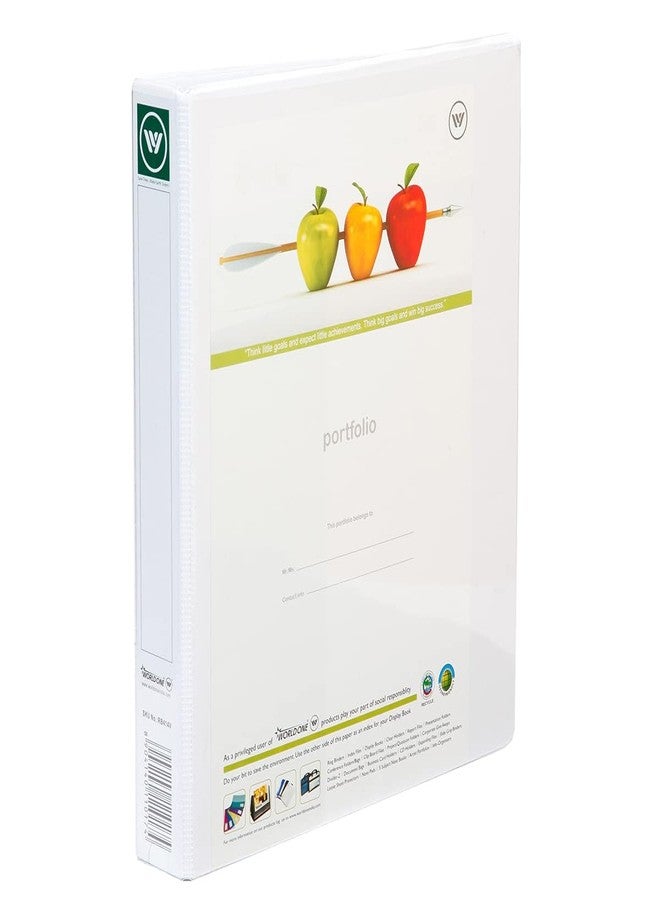 Worldone 2D PVC Ring Binder File with Front Full Pocket 40mm Electroplated Clip 2.6mm Thick Sheet Keep The File Standing, Extra Wide Binder Spine Label, Milkey White, Size A4, Pack of 2 - Image 1