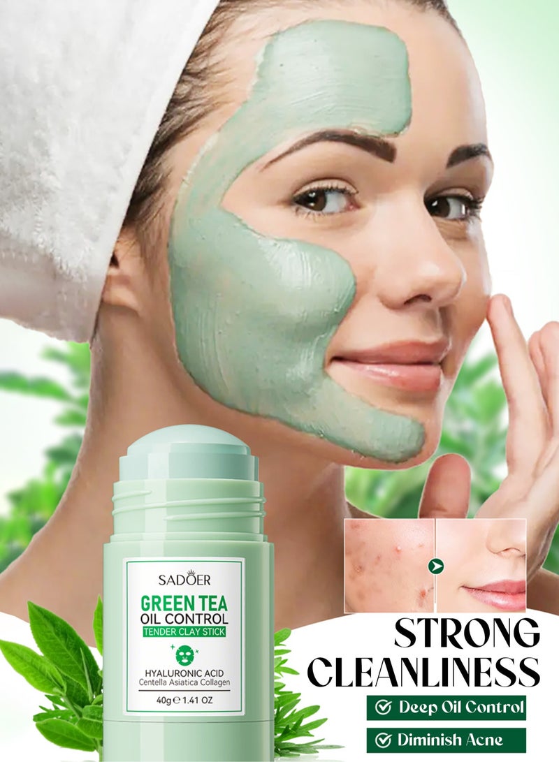 SADOER Green Tea Stick Mask For Face-Green Mask Stick Blackhead Remover With Green Tea Extract-Deep Pore Cleansing-Moisturizing-Oil Control-Clay Face Mask-Skin Brightening For All Skin Types Men Women - Image 2