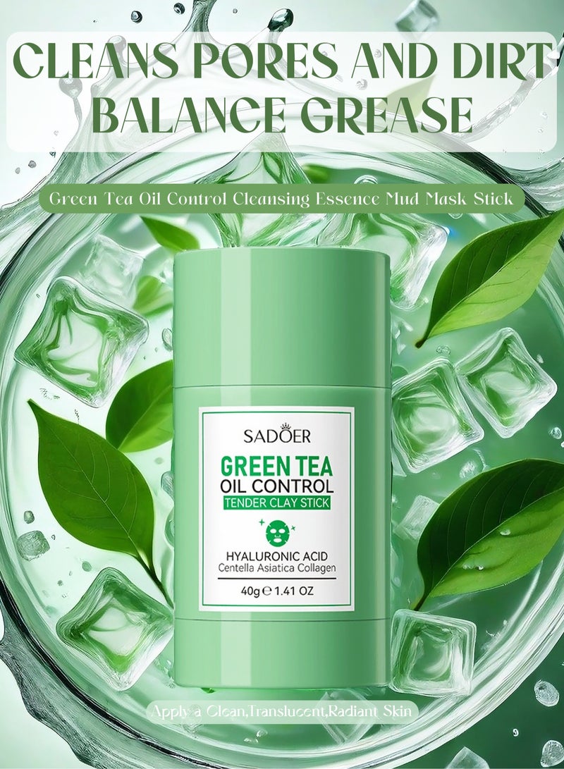 SADOER Green Tea Stick Mask For Face-Green Mask Stick Blackhead Remover With Green Tea Extract-Deep Pore Cleansing-Moisturizing-Oil Control-Clay Face Mask-Skin Brightening For All Skin Types Men Women - Image 3