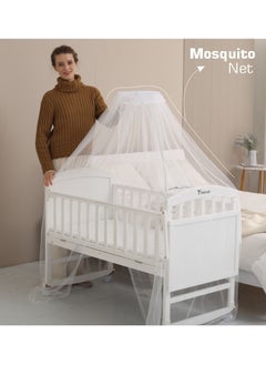 TEKNUM 7 In 1 Convertible Kids Bed & Bedside Crib With Mattress, Mosquito Net & Detachable Witheels(0-12yrs)-Withite  - Image 2