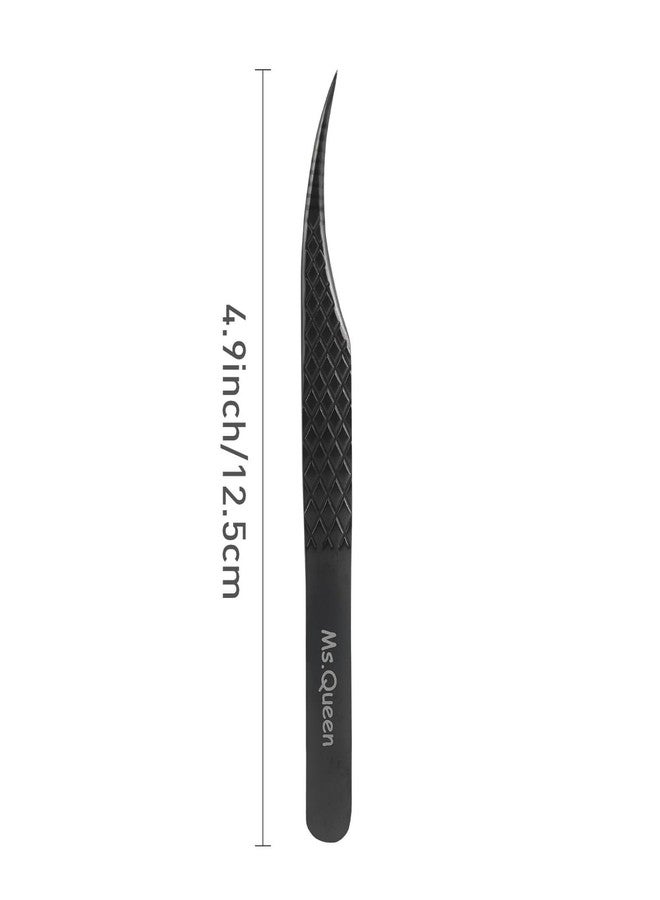 Ms.Queen Isolation Tweezers for Eyelash Extensions, Fiber Grip Dolphin Shape Lash Tweezers for Classic & Individual Eyelash Extensions,Black - Image 5