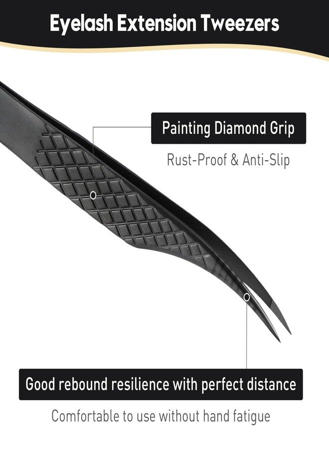 Ms.Queen Isolation Tweezers for Eyelash Extensions, Fiber Grip Dolphin Shape Lash Tweezers for Classic & Individual Eyelash Extensions,Black - Image 4