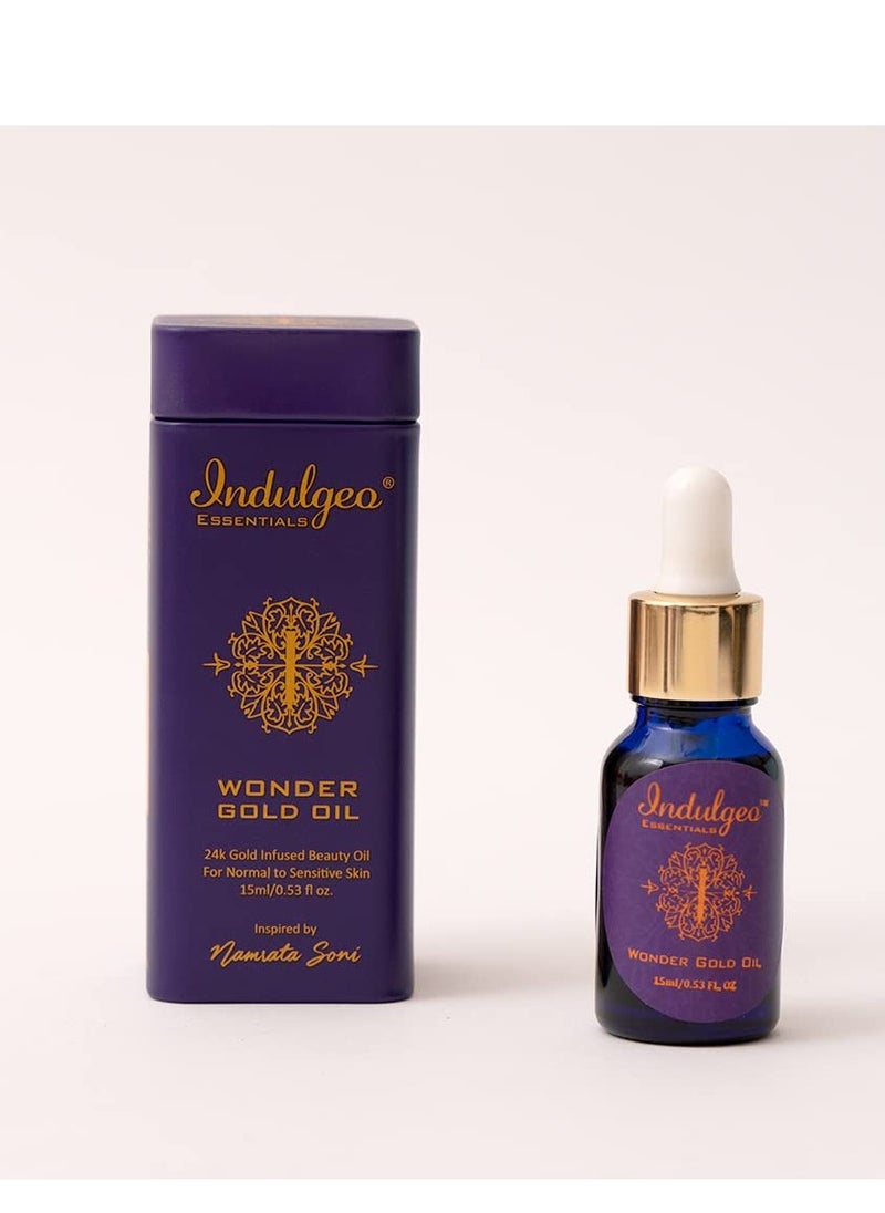 Indulgeo ESSENTIALS Indulgeo Essentials Wonder Gold Beauty Oil 15 ML 24K Gold Infused Makeup Face Primer for Dry and Sensitive Skin  - Image 1