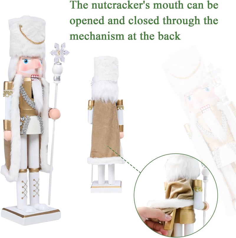 Vipush Christmas Wooden Nutcracker Soldier - 15 Inch Ice King Style Figure Ornament Desktop Xmas Puppet Decor Doll Pendant for Party Store Home - Image 4