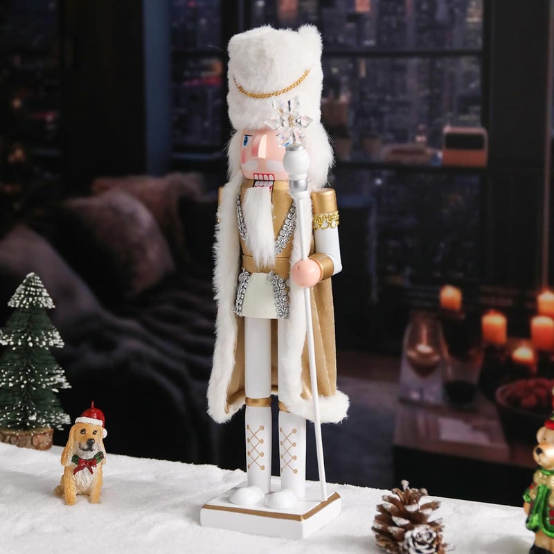 Vipush Christmas Wooden Nutcracker Soldier - 15 Inch Ice King Style Figure Ornament Desktop Xmas Puppet Decor Doll Pendant for Party Store Home - Image 5