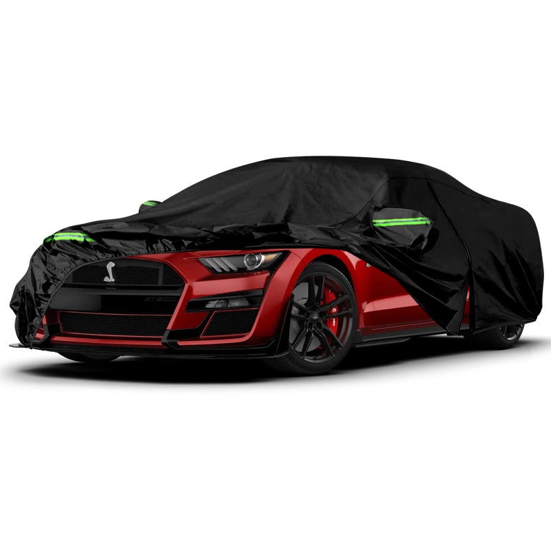 SPORTULI Waterproof Car Cover Replace for 2005-2025 Ford Mustang, 6 Layers All Weather Custom-Fit Mustang Full Car Covers with Zipper Door for Snow Rain Dust Hail Protection - Image 1