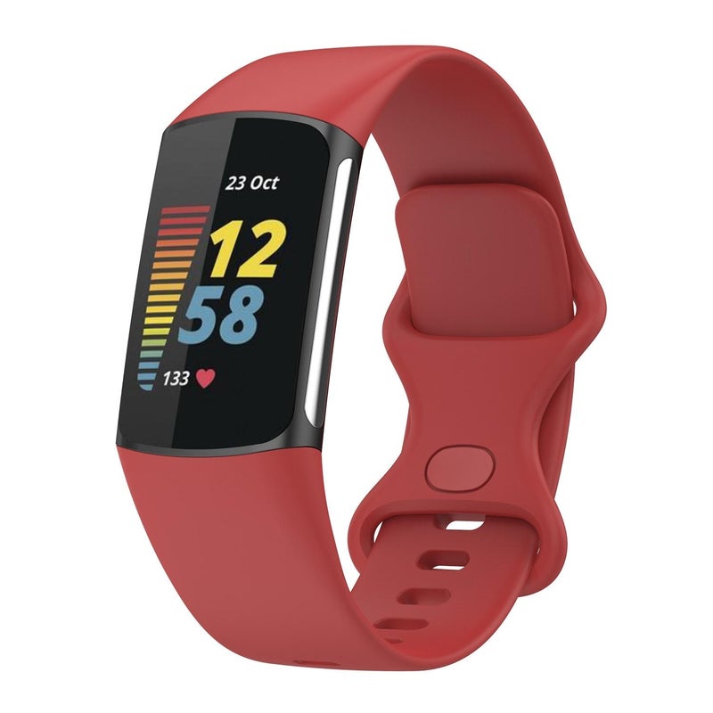 erorex For Fitbit Charge 6 / 5 Silicone Watch Band, Size:S(Official Red) - Image 1