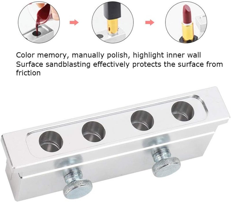 12.1mm 4 Holes Dual Use Beak Type DIY Lipstick Mold, Lip Balm Making Tool, Aluminum Alloy Cosmetic Mold for Two Color Lipstick, Easy Clean with Precision CNC Design (Fine Polished Space Silver) - Image 5