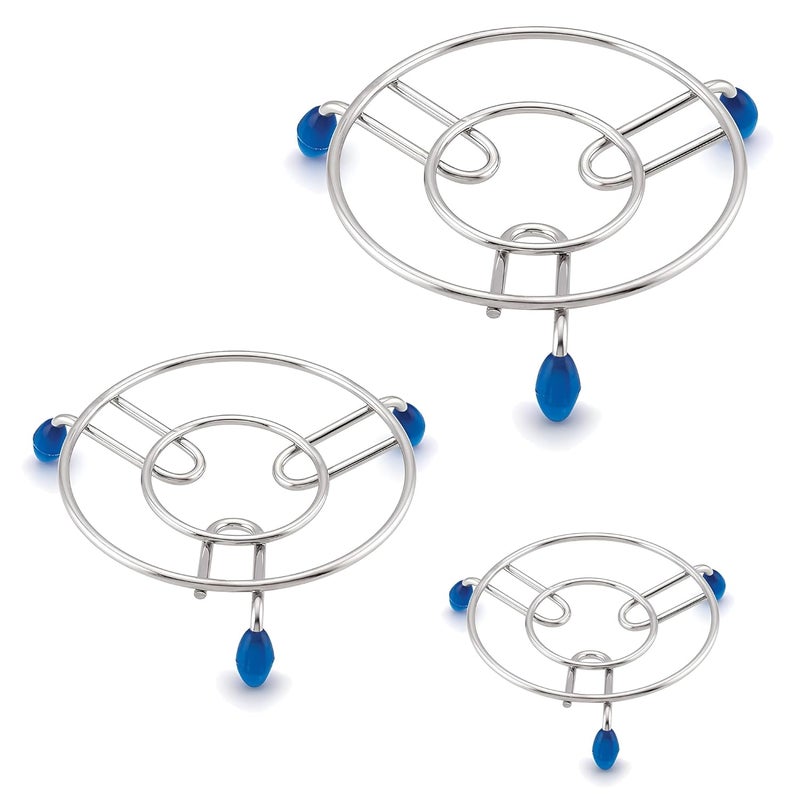 Unify 3 Pieces Stainless Steel Trivets Hot Pot Mat Stand for Kitchen Utensil Vessel HolderDining TableCooker RingPan StandCooling Steaming Rack StandRound Pads Holder Cookware Fit Size67 8 - Image 1