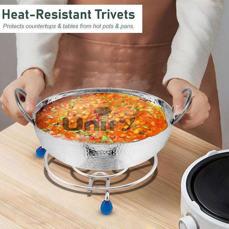 Unify 3 Pieces Stainless Steel Trivets Hot Pot Mat Stand for Kitchen Utensil Vessel HolderDining TableCooker RingPan StandCooling Steaming Rack StandRound Pads Holder Cookware Fit Size67 8 - Image 2