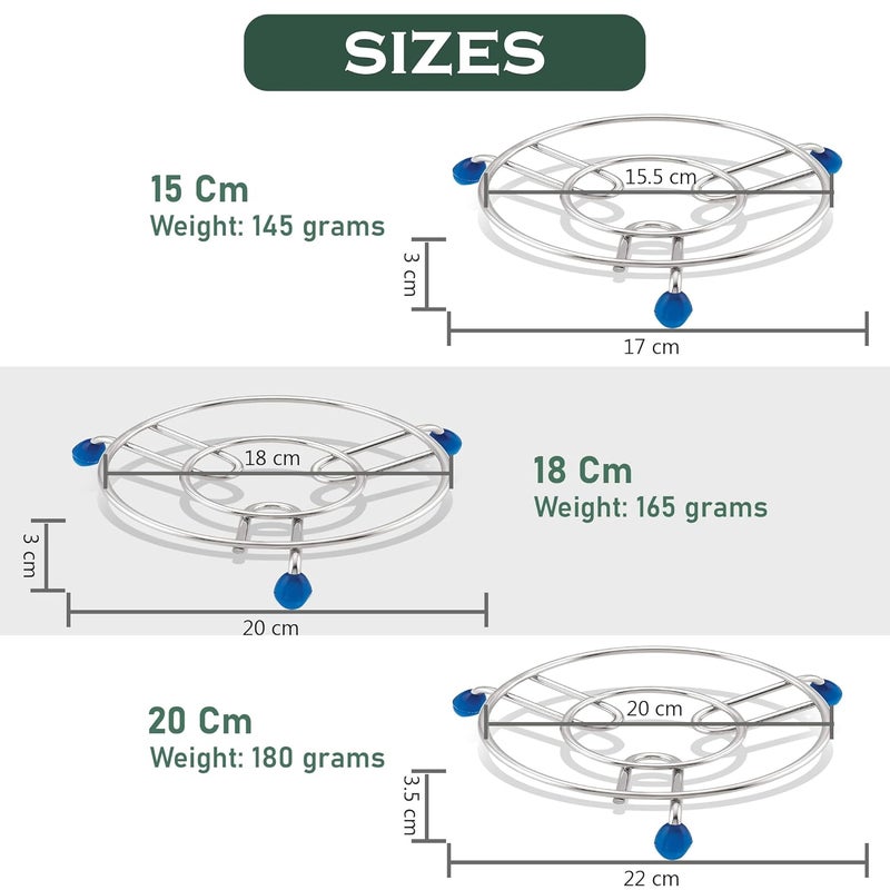 Unify 3 Pieces Stainless Steel Trivets Hot Pot Mat Stand for Kitchen Utensil Vessel HolderDining TableCooker RingPan StandCooling Steaming Rack StandRound Pads Holder Cookware Fit Size67 8 - Image 5