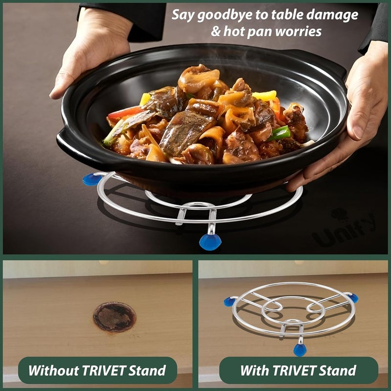 Unify 3 Pieces Stainless Steel Trivets Hot Pot Mat Stand for Kitchen Utensil Vessel HolderDining TableCooker RingPan StandCooling Steaming Rack StandRound Pads Holder Cookware Fit Size67 8 - Image 4