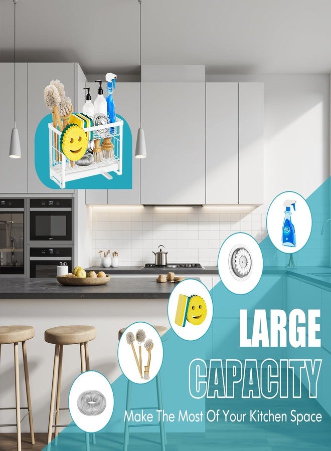 Taugast Sponge Holder for Kitchen Sink with Flexible Sponge Holder Smiley Face,2 Tier Kitchen Sink Organizer Countertop and Storage Essentials,Soap Dispenser Organize,Home Decor Accessories-White - Image 4