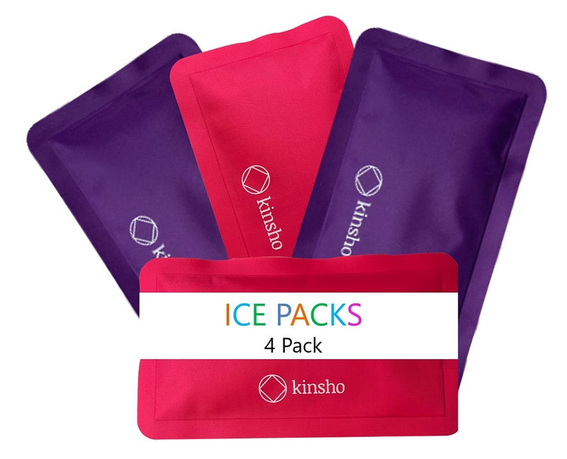 Kinsho Soft Ice Packs for Lunch Box, Bags, Bento Boxes, 4 Pack, Slim Reusable and Refreezable Pouches for Kids Girls Adults, Travel, School, Work, or Camping, Long Lasting Cold, Flexible | Pink Purple - Image 1