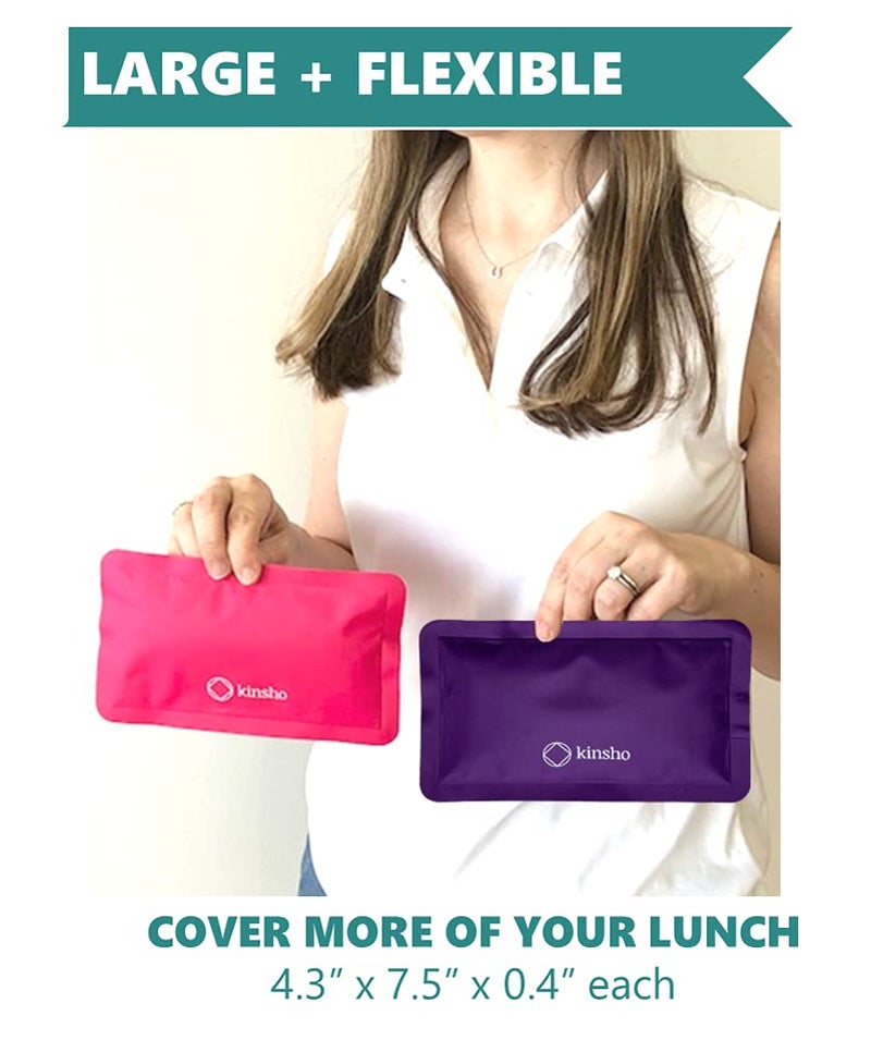 Kinsho Soft Ice Packs for Lunch Box, Bags, Bento Boxes, 4 Pack, Slim Reusable and Refreezable Pouches for Kids Girls Adults, Travel, School, Work, or Camping, Long Lasting Cold, Flexible | Pink Purple - Image 3