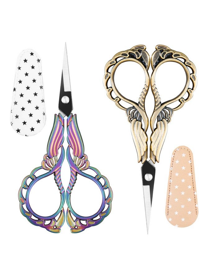 GLEXAL 2-Pack Embroidery Scissors Kit With Covers - Cute Cut-Out Design Handles, Sharp Tips For Precise Cutting - Ideal For Craft, Sewing, And More - Image 1