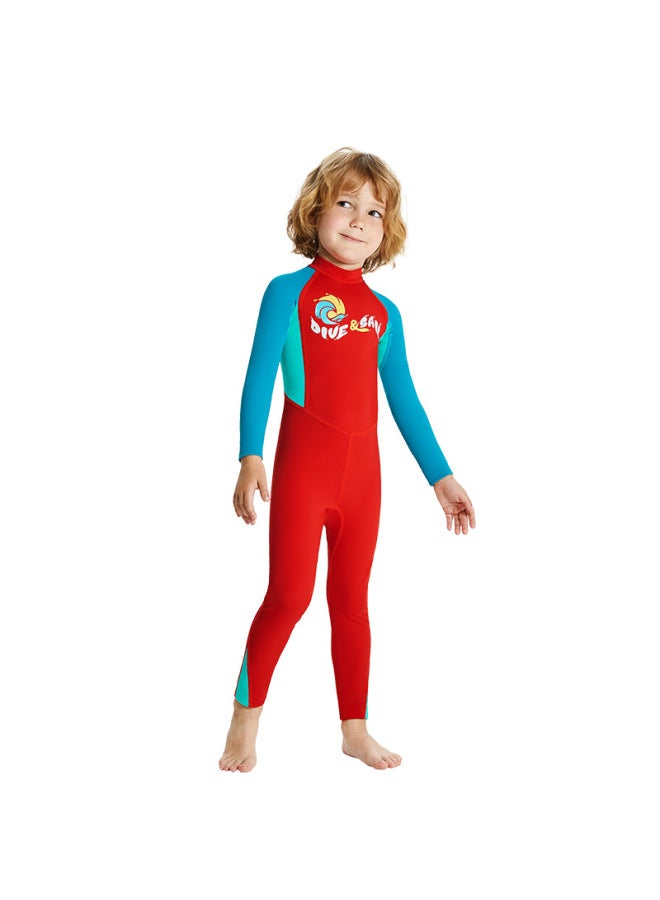 Dive & Sail Children's Swimsuit Boys One-piece Long-sleeved Swimsuit Students Sunscreen Quick-drying Jellyfish Clothing Upf50 +