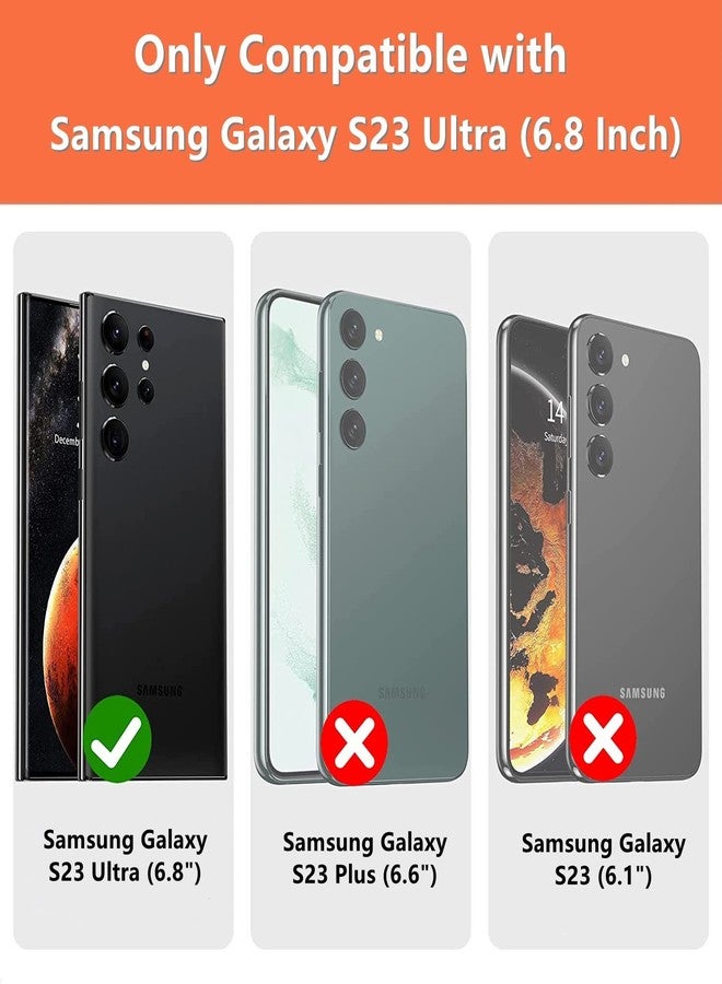 آي كوفر كايس جراب iCoverCase لهاتف سامسونج جالاكسي S23 ألترا، جراب محفظة مع حامل فتحات للبطاقات، جراب قلاب فاخر من الجلد مع مسند مدمج لهاتف جالاكسي S23 ألترا (أسود) - Image 2