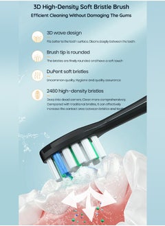 Mornwell Black Electric Toothbrush for Adults, Battery Toothbrush with Smart Timer, Sonic Toothbrush with 4 Smart Massage, Rechargeable Toothbrushes for adults, Power Toothbrushes with 8 Dupont Brush Heads  - Image 3