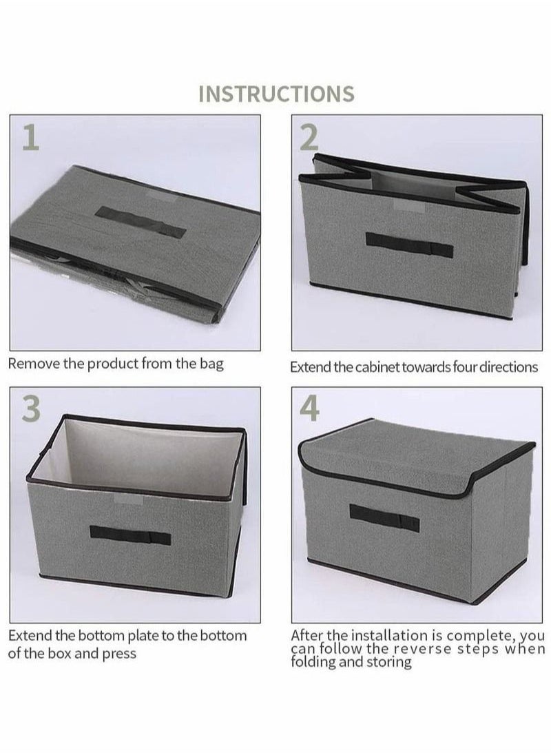 XiuWoo - 4 Pcs Foldable Storage Bin with Lid Collapsible Cube Box Organizer Container for Home Office Closet Toys Clothes Linen Sundries - Image 1