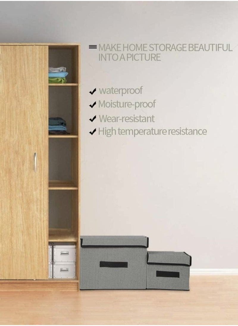 XiuWoo - 4 Pcs Foldable Storage Bin with Lid Collapsible Cube Box Organizer Container for Home Office Closet Toys Clothes Linen Sundries - Image 1