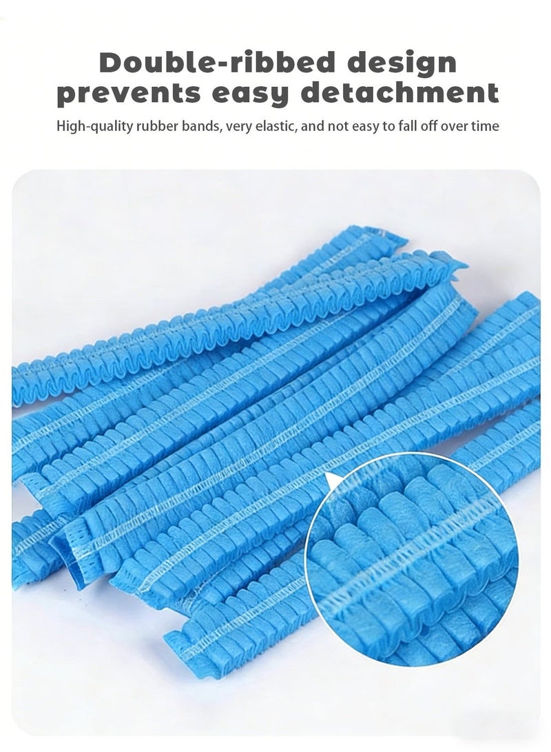 ٤٠٠ كابوشونات استعمال مرة واحدة، كابوشونات شغل بشبكة مطاطية ضد الغبار، غطا راس للمطبخ، أزرق - Image 4