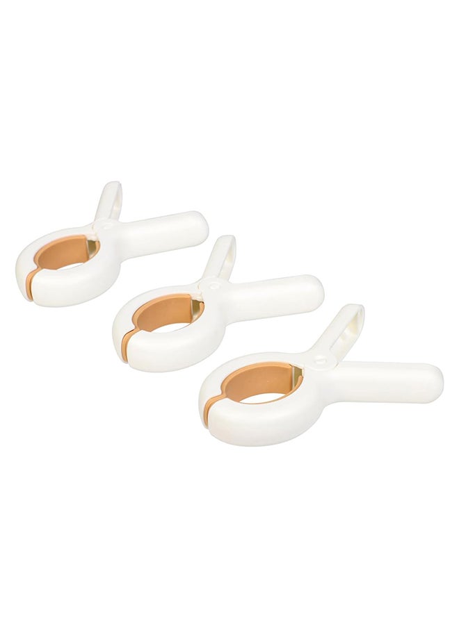 Home Pro - 3 Pieces Home Pro Peg Cloth Silicone Jaws Non Marking Strong Grip Clamps Anti-Slip Colourful Clothing Line Clips Cloth Clips For Socks Towel Underwear Blankets White 9.5x4.5 cm - Image 1