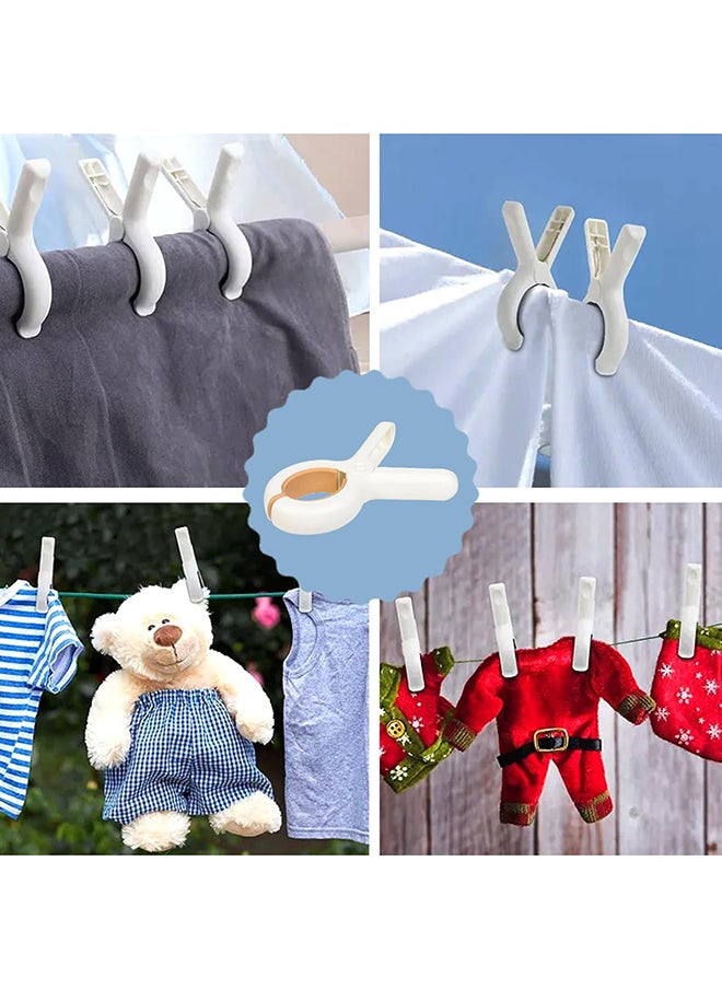 Home Pro - 3 Pieces Home Pro Peg Cloth Silicone Jaws Non Marking Strong Grip Clamps Anti-Slip Colourful Clothing Line Clips Cloth Clips For Socks Towel Underwear Blankets White 9.5x4.5 cm - Image 1