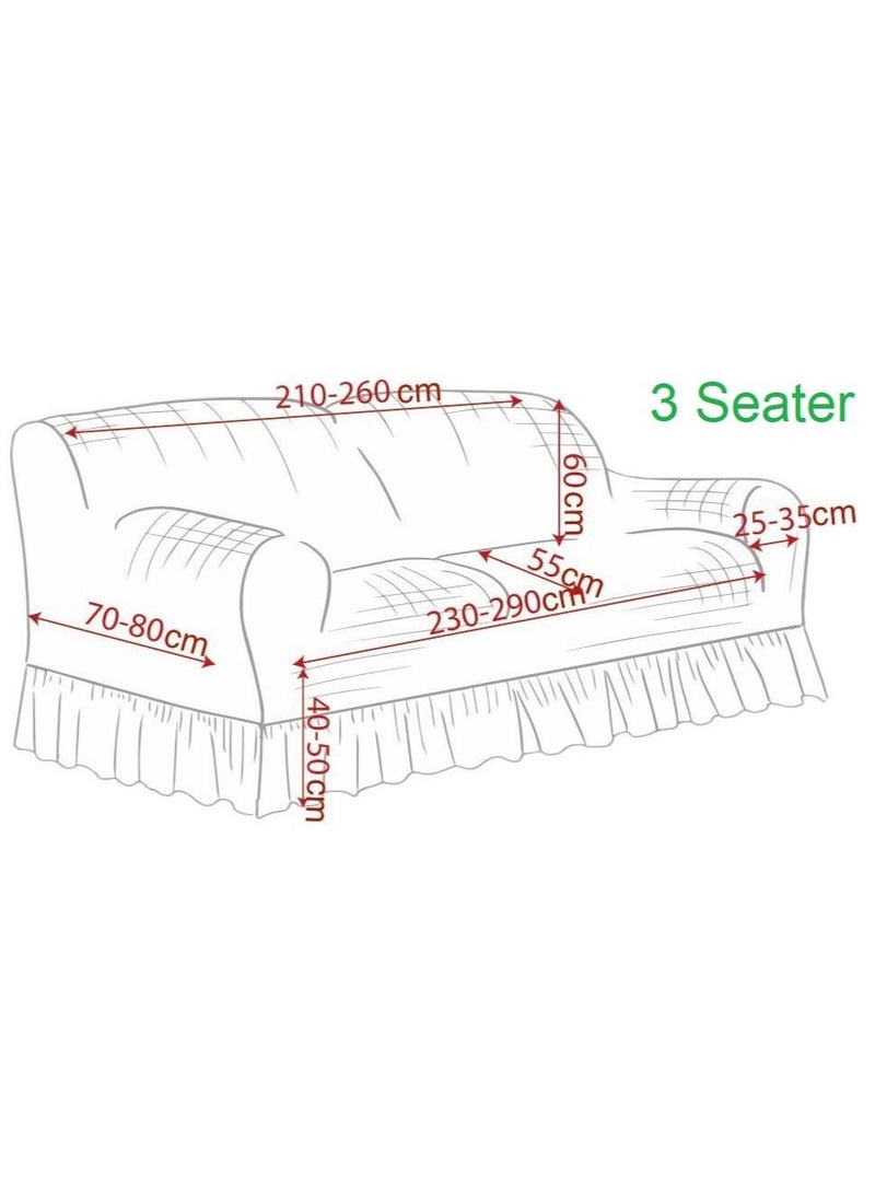 Fabienne Jacquard Fabric Stretchable 3-Seater Sofa Cover Chocolate Brown  - Image 2