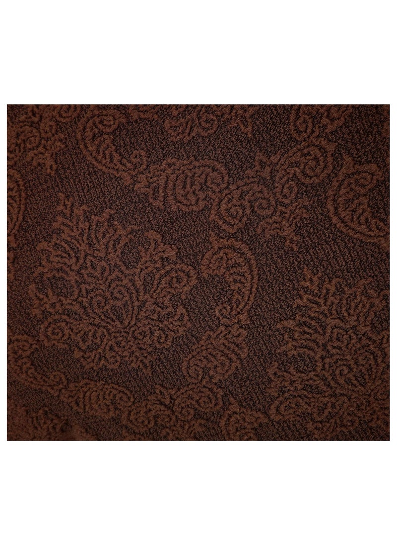 Fabienne Jacquard Fabric Stretchable 3-Seater Sofa Cover Chocolate Brown  - Image 4