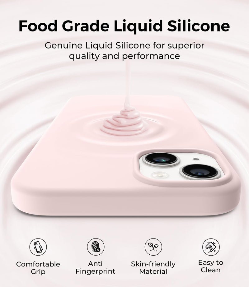 AOTESIER Compatible with iPhone 14 Plus Case, Full Body Food-Grade Silicone Wear-Resistant, Anti-Drop Protection with Soft Anti-Scratch Microfiber Lining Phone Case 14 Plus, 6.7 inch, Chalk Pink - Image 5
