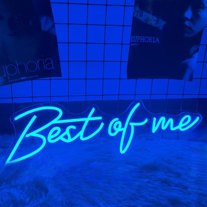 Horoof Home Best of Me Neon Blue LED Light - 57x16.6 cm Acrylic Wall Decor for Aesthetic Room - Image 1