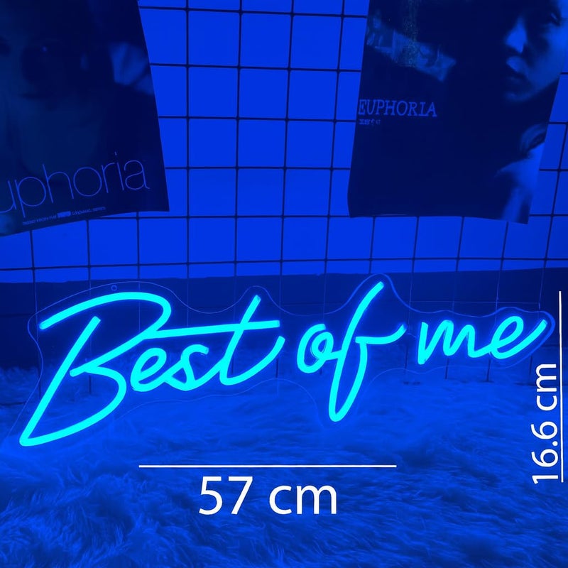 Horoof Home Best of Me Neon Blue LED Light - 57x16.6 cm Acrylic Wall Decor for Aesthetic Room - Image 2