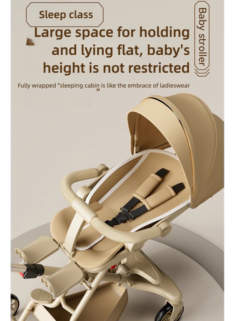 ZAYVA Lightweight Baby Stroller, Multifunctional High-View Travel Stroller, One-Hand Folding for Newborns, Infants & Toddlers, with Detachable Dinner Plate, Adjustable Sunshade, and 180° Reversible Reclining Seat - Image 5