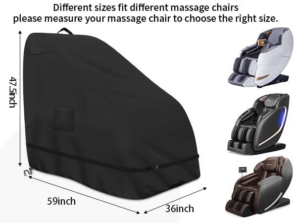 STARTWO Dustproof Thickened Massage Chair Cover STARTWO Waterproof Zero Gravity Armchair Covers 420D Oxford Cloth Game Recliner Protective Fit RealRelax Most Brands of Massage ChairBlack 59 395 47 in - Image 3
