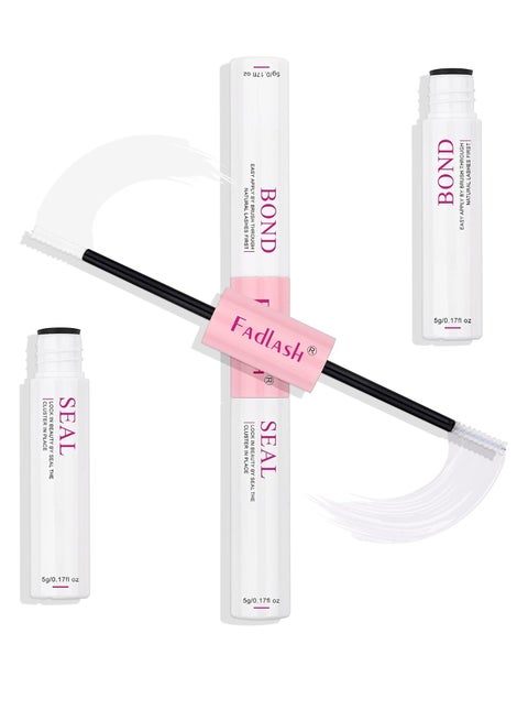 FADLASH Lash Bond and Seal 10ml Individual Lashes Glue and Seal Super Strong Hold DIY Lash Extension Kit Hold 48-72 Hours Waterproof Cluster Lash Glue Latexfree Eyelash Extension Kit, Pack Of 1