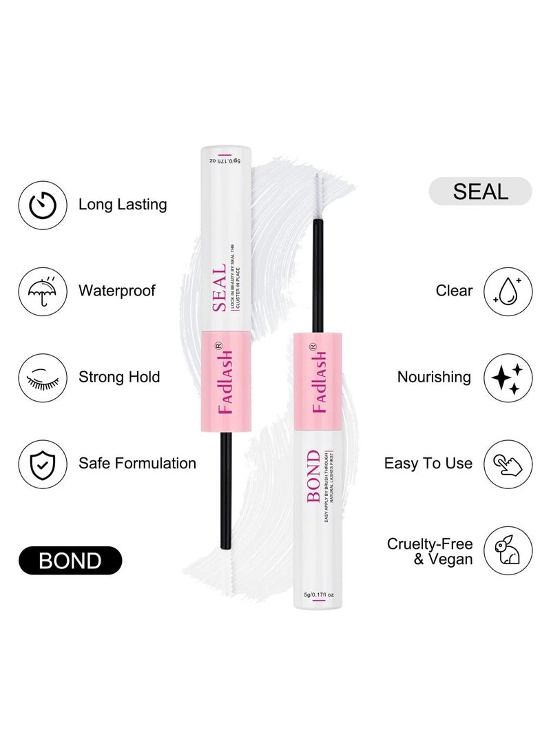 FADLASH - FADLASH Lash Bond and Seal 10ml Individual Lashes Glue and Seal Super Strong Hold DIY Lash Extension Kit Hold 48-72 Hours Waterproof Cluster Lash Glue Latexfree Eyelash Extension Kit, Pack Of 1 - Image 1
