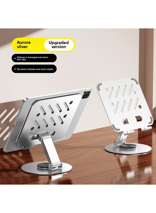 Beauenty Mobile Phone Tablet Stand Desktop Pad Support Metal Foldable Lazy Learning Game Source-Color:Kt4 360°Rotating Tablet Stand-silver 【carbon Steel】 - Image 1