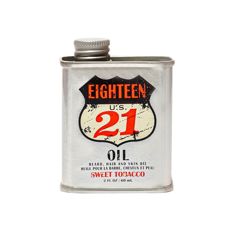 18.21 Man Made Hair, Skin & Beard Oil for Men Sweet Tobacco Scent - Non-Greasy, Conditioning Balm with Castor Seed, Jojoba, and Argan Oils - Premium Tattoo and Mustache Care Products 2oz - Image 1