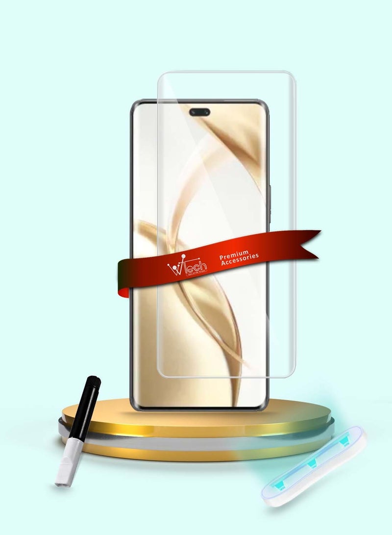 Wtech Honor 200 Pro 5G 2024 Premium Curved Edges UV Full Glue Full Cover Tempered Glass Screen Protector (MSGUCN) - Clear - Image 1